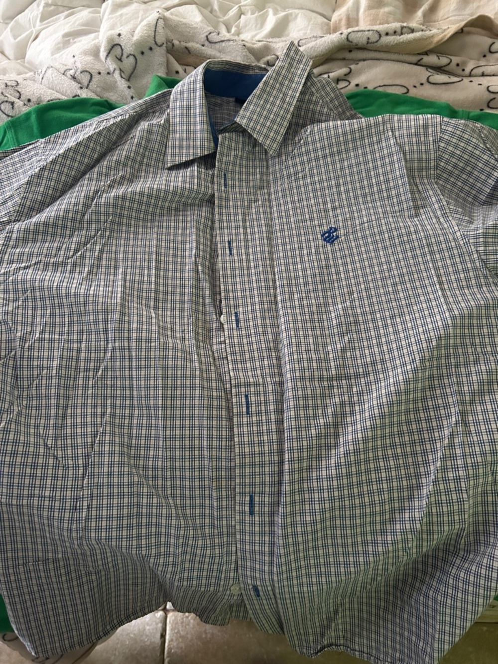 Rocawear Blue and White Checked Casual Button-Down Shirt